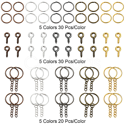 Iron Split Key Rings & Open Jump Rings & Screw Eye Pin Peg Bails Kits DIY-YW0009-10-1