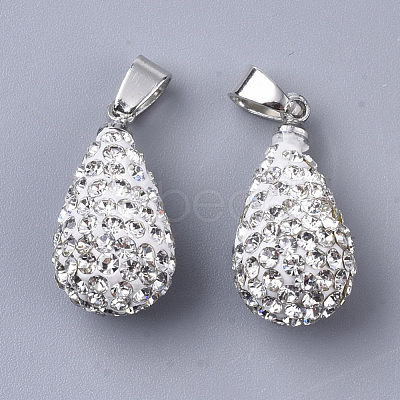 Polymer Clay Rhinestone Pendants RB-S055-09-1