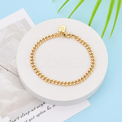Brass Curb Chain Bracelets for Women BJEW-N032-07D-G-1