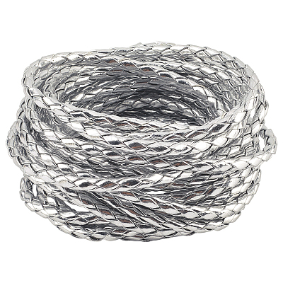 5M Braided Round PU Leather Jewelry Cord OCOR-GF0004-96A-04-1