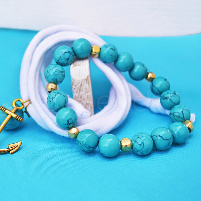 6 Styles Synthetic Turquoise Beads Strands Sets TURQ-GO0001-01-1