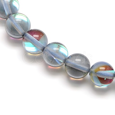 Synthetic Moonstone Beads Strands G-F143-6mm-09-1