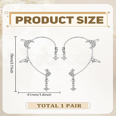 2Pcs 2 Style Alloy Rhinstone Sparkling Butterfly Cuff Earrings EJEW-LP0012-12P-1