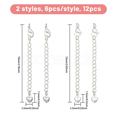 12Pcs 2 Styles Brass Chain Extender KK-CA0003-75-1