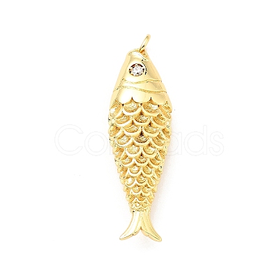 Brass Micro Pave Clear Cubic Zirconia Pendants X-KK-G416-11G-1