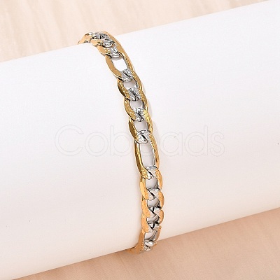 304 Stainless Steel Figaro Chain Bracelets for Women BJEW-G757-15GP-1