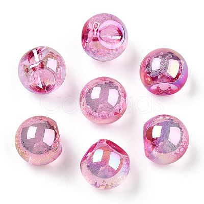 UV Plating Rainbow Iridescent Acrylic Beads OACR-G012-04-1