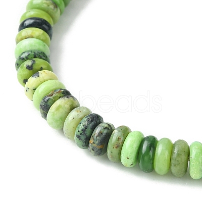 Natural Serpentine Jade Flat Round Beaded Stretch Bracelets BJEW-JB09439-1