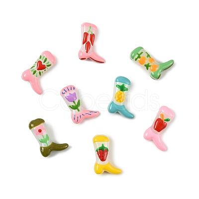 8Pcs 8 Colors Boot Painted Glass Beads Enamel Beads LAMP-FS0001-62-1