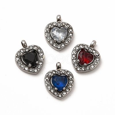 304 Stainless Steel Cubic Zirconia Pendants STAS-A076-02P-1