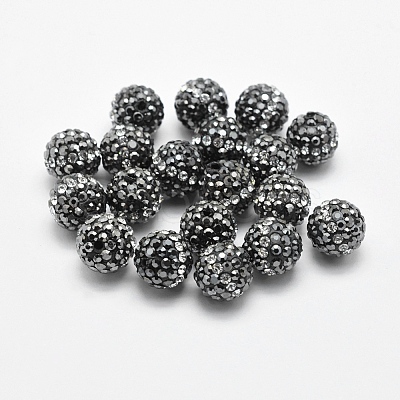 Handmade Polymer Clay Rhinestone Beads RB-L030-20A-10mm-1