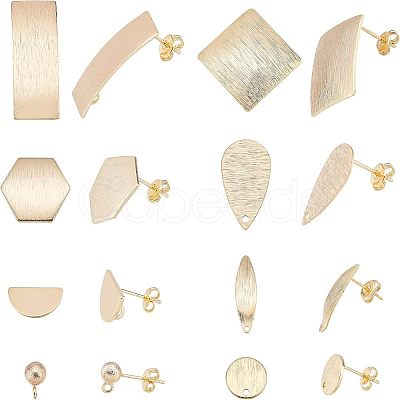 Mixed Shapes Brass Stud Earring Findings KK-FH0003-75-1