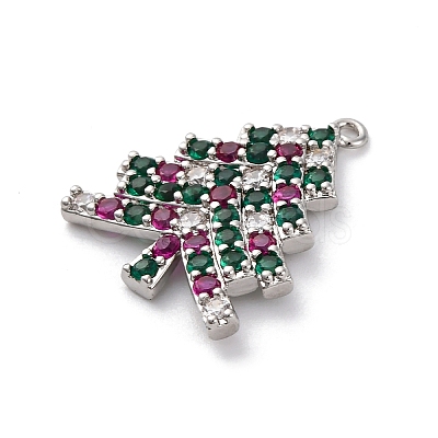 Christmas Series Brass Micro Pave Cubic Zirconia Pendants KK-Q010-01P-07-1