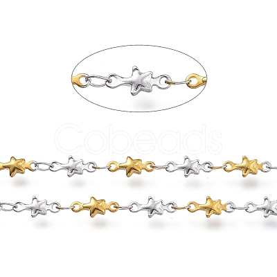 304 Stainless Steel Star Link Chains CHS-M003-04GP-1