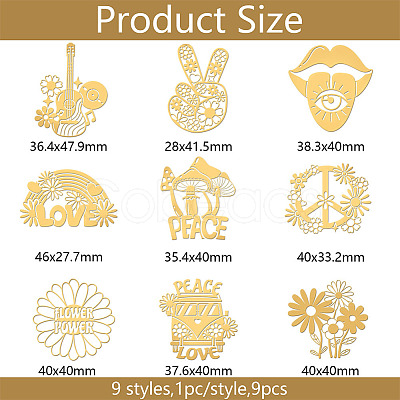 9Pcs 9 Styles Nickel Decoration Stickers DIY-WH0450-047-1