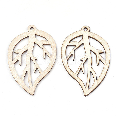 Undyed Wood Pendants X-WOOD-T008-36-1
