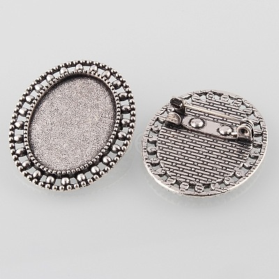 Vintage Alloy Brooch Cabochon Bezel Settings PALLOY-O038-33AS-1