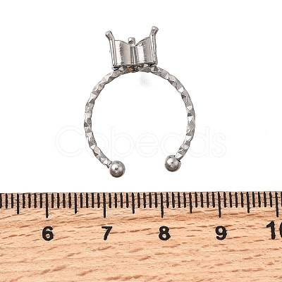 Heart 304 Stainless Steel Adjustable Cuff Ring Components STAS-H237-02H-P-1