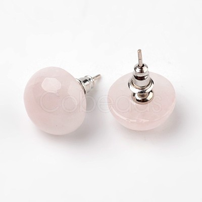 Half Round Dome Natural & Synthetic Mixed Stone Stud Earrings EJEW-L171-M-1