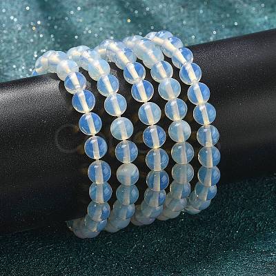 Synthetic Opalite Beaded Stretch Bracelets BJEW-Q692-47-8mm-1
