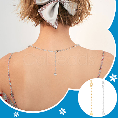 20Pcs 2 Colors 304 Stainless Steel Chain Extender STAS-UN0060-91-1