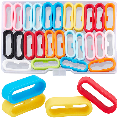 Gorgecraft 36Pcs 9 Colors Silicone Replacement Watch Band Strap Loops SIL-GF0001-10-1