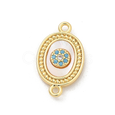 Brass Micro Pave Clear Cubic Zirconia Connector Charms KK-M303-04G-02-1
