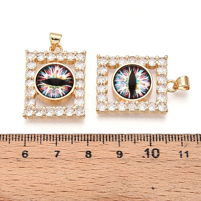 Brass Micro Pave Clear Cubic Zirconia Pendants for Women KK-T070-91A-05-1