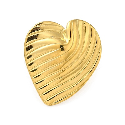 Ion Plating(IP) 304 Stainless Steel Heart Open Cuff Ring for Women RJEW-C083-02G-1