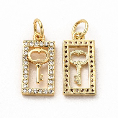 Rack Plating Brass Micro Pave Cubic Zirconia Charms ZIRC-M120-11G-1