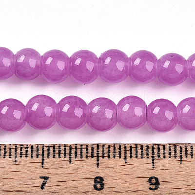 Baking Paint Imitation Jade Glass Round Bead Strands DGLA-Q021-6mm-23-1