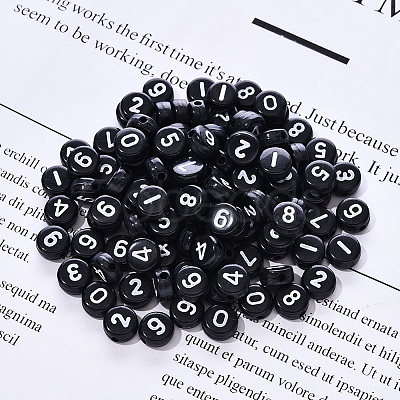 Black Opaque Acrylic Beads SACR-YW0001-16A-1