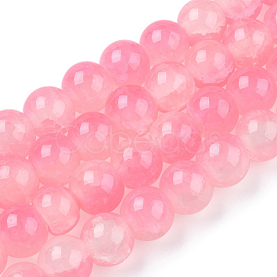 Crackle Baking Paint Imitation Jade Glass Beads Strands DGLA-T003-6mm-02-1