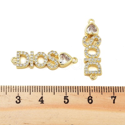 Rack Plating Brass Micro Pave Clear Cubic Zirconia DIOS Links Connector Charms KK-S379-23G-1