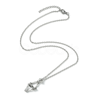 Crystal Cage Holder Necklace NJEW-JN04602-02-1