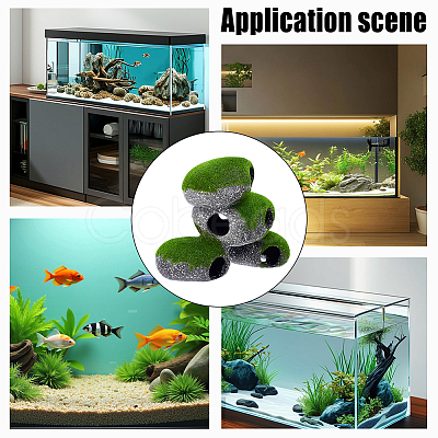2Pcs Resin Aquarium Cave Stone Micro Landscape Scene Ornaments DJEW-WA0001-04-1
