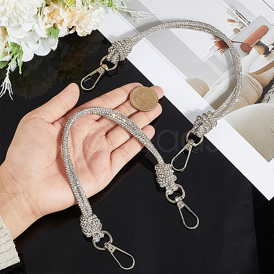 2Pcs Glass Rhinestone Rubber Cord Bag Handles FIND-PH0059-68C-1