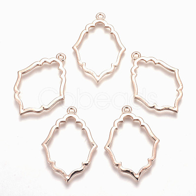 Rack Plating Alloy Open Back Bezel Pendants X-PALLOY-Q351-06RG-FF-1