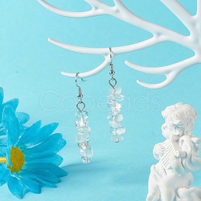 Natural Quartz Crystal Chip Beads Dangle Earrings EJEW-JE04649-06-1