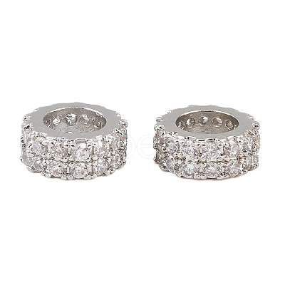 Brass Micro Pave Cubic Zirconia European Beads ZIRC-D026-07P-1