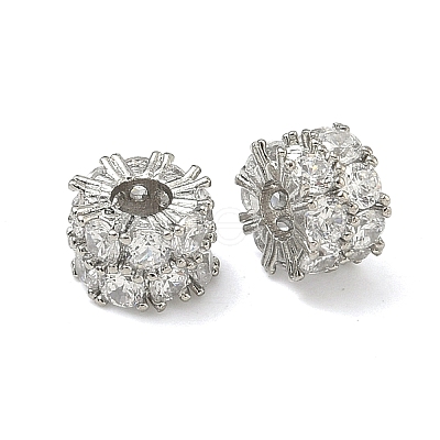 Brass Micro Pave Clear Cubic Zirconia Beads KK-G557-41P-1