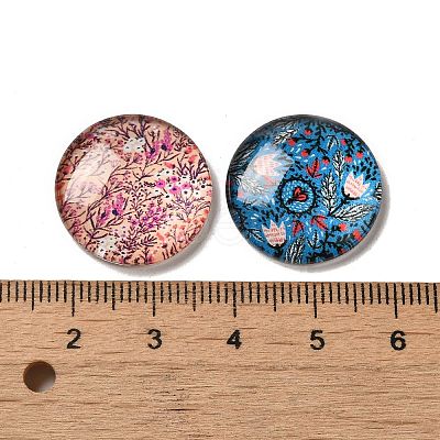 Flatback Half Round/Dome Flower and Plants Pattern Glass Cabochons for DIY Projects X-GGLA-R026-20mm-15-1