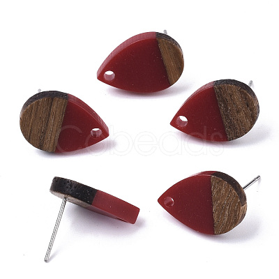 Resin & Walnut Wood Stud Earring Findings MAK-N032-002A-B04-1