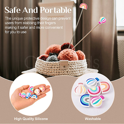 6Pcs 6 Styles Silicone Knitting Needle Cap Protector SIL-TA0002-40-1
