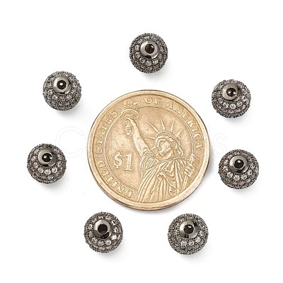CZ Brass Micro Pave Grade AAA Clear Color Cubic Zirconia Round Beads KK-O065-8mm-05B-NR-1