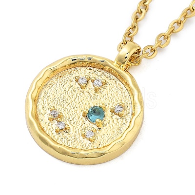304 Stainless Steel Cubic Zirconia Constellation Flat Round Pendants STAS-S145-01A-1