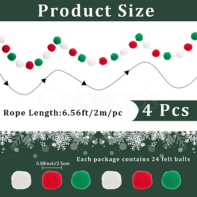 4Pcs Pom Pom Ball with Polyester Cord Hanging Banners AJEW-CP0009-76B-1