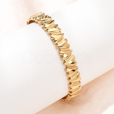 Valentine's Day 304 Stainless Steel Heart Open Hinged Cuff Bangles for Women SA-CBA7A40-07G-1