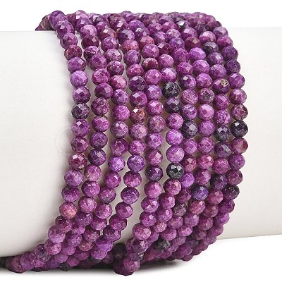 Heated Natural Sugilite Beads Strands G-B193-B01-3mm-1