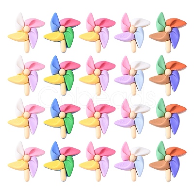 30Pcs 5 Colors Opaque Colorful Windmill Resin Cabochons RESI-CJ0002-52-1